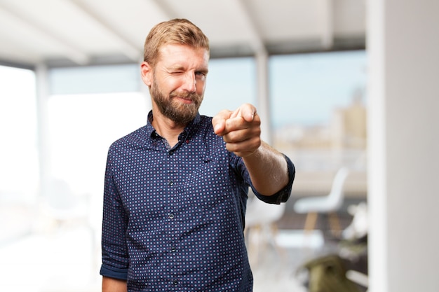 blond businessman happy expression