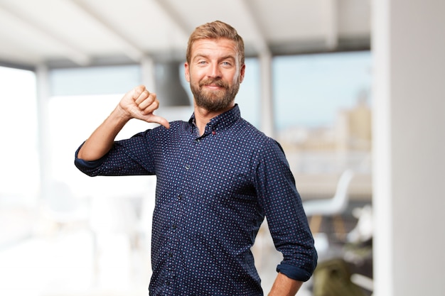 blond businessman happy expression