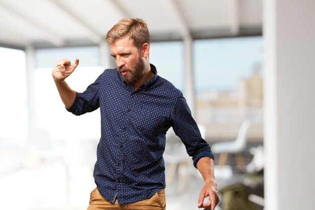 blond businessman happy expression