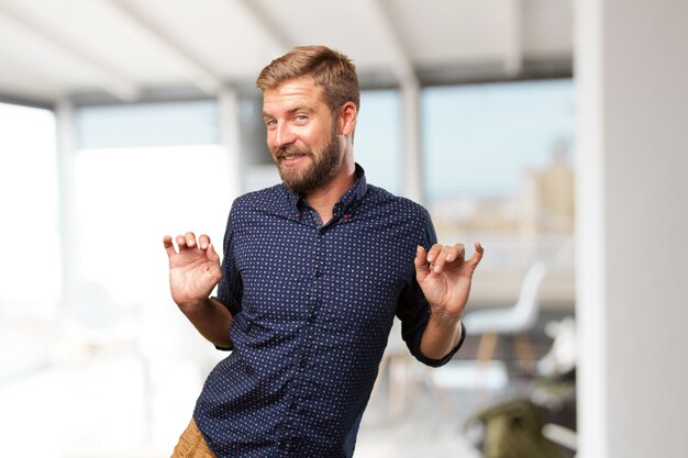 blond businessman happy expression