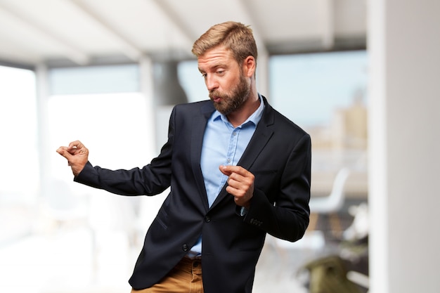 blond businessman happy expression