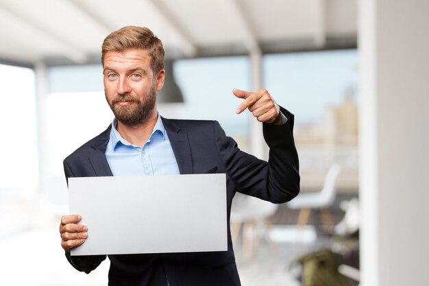 blond businessman happy expression