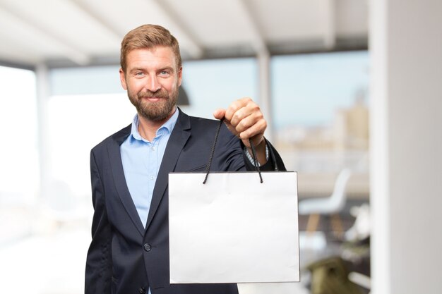 blond businessman happy expression