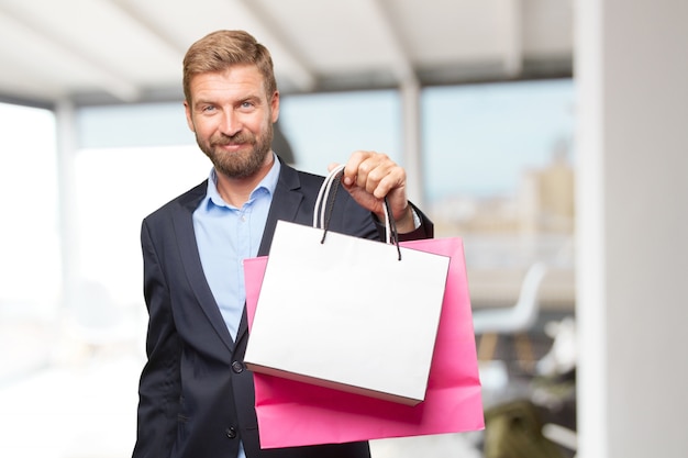 blond businessman happy expression