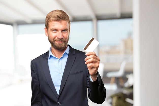 blond businessman happy expression