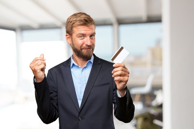 blond businessman happy expression