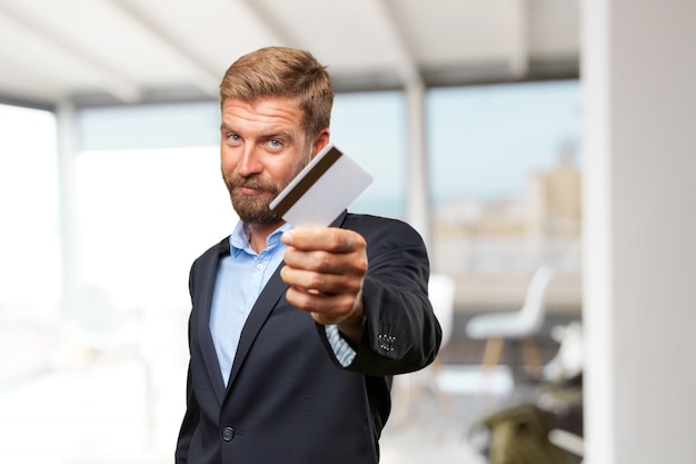 blond businessman happy expression