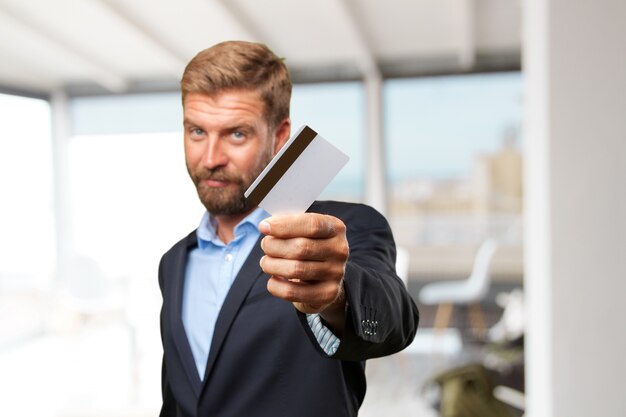 blond businessman happy expression