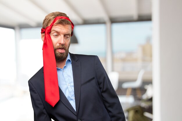 blond businessman happy expression