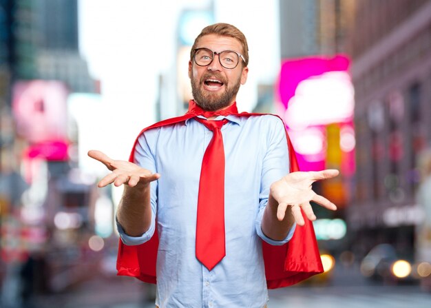 blond businessman surprised expression