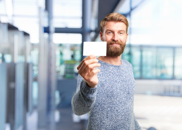 blond hipster man. happy expression