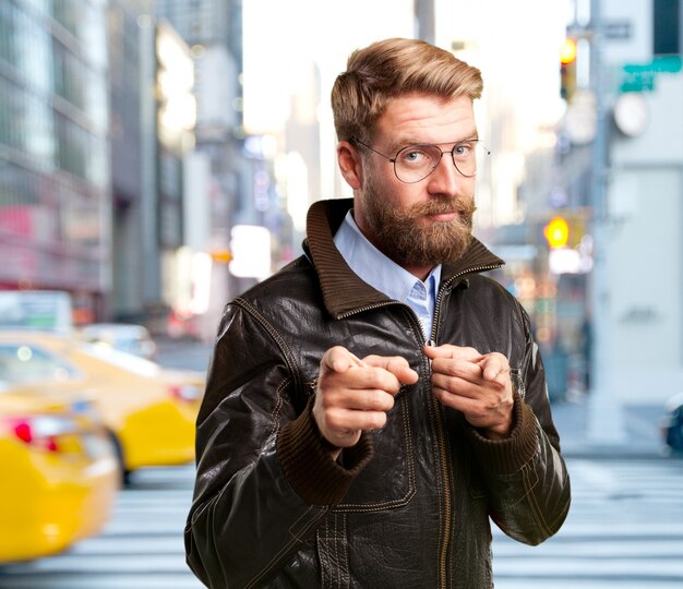 blond man angry expression