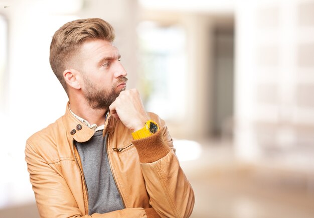 blond man angry expression