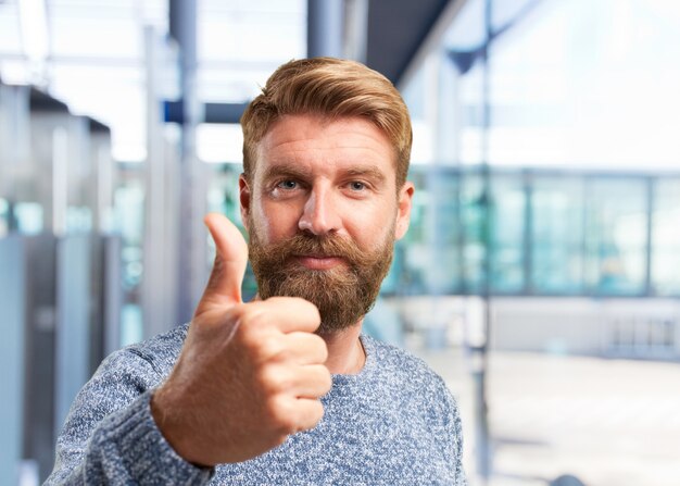 Free photo blond man. happy expression