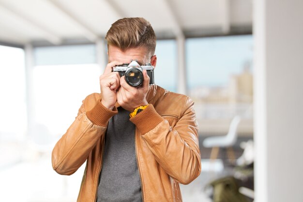 blond man. happy expression