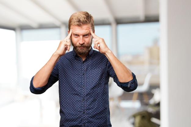 Free photo blond man happy expression