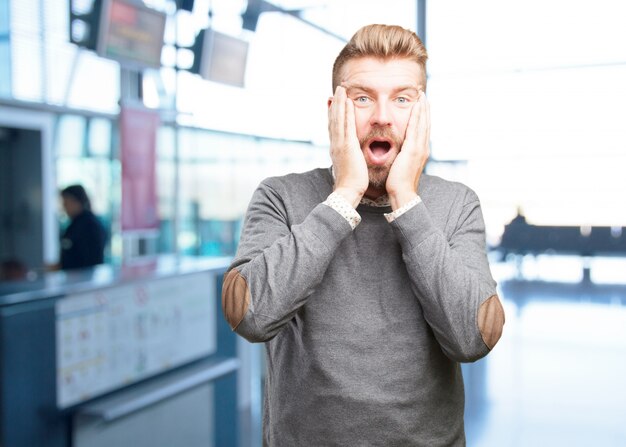 blond man surprised