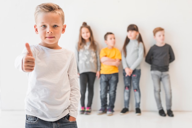 Free photo blonde boy posing