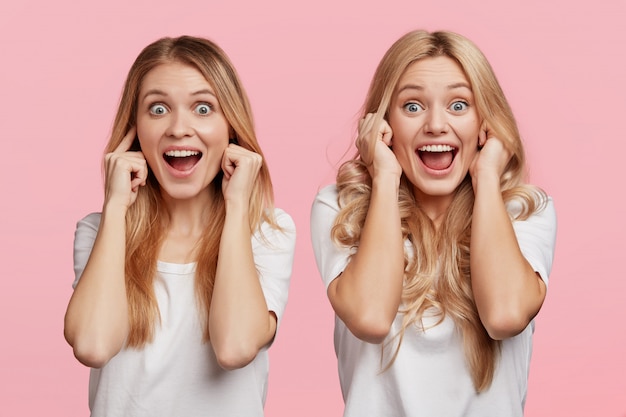 Free photo blonde female friends dressed in white