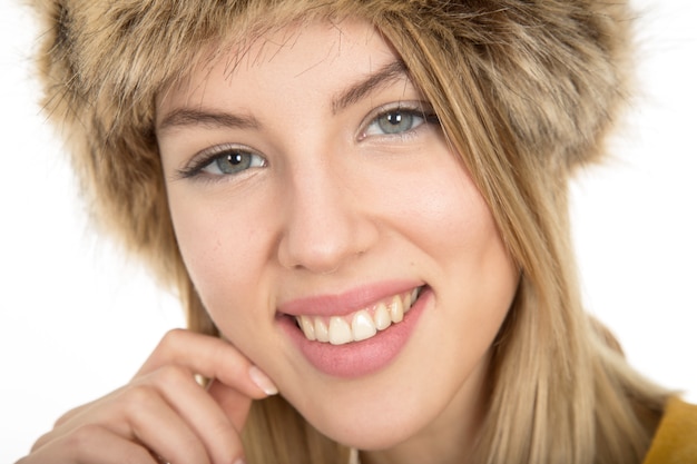 Blonde girl smiling