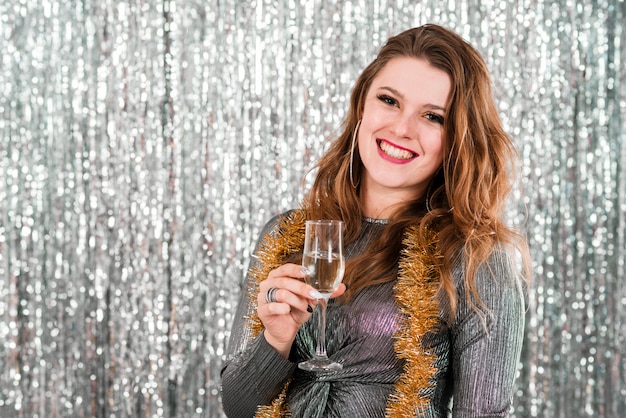 Blonde girl with champagne glass