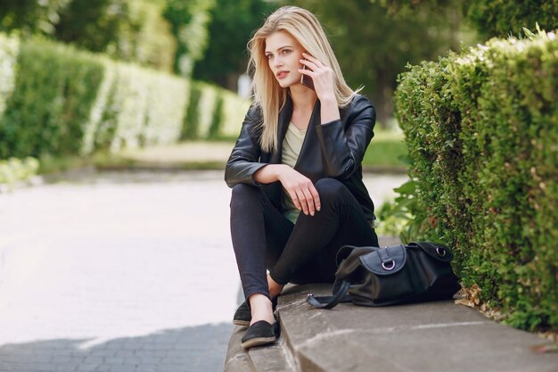 blonde portrait female using summer