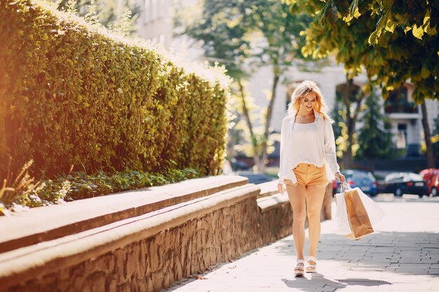 Blonde at shopping