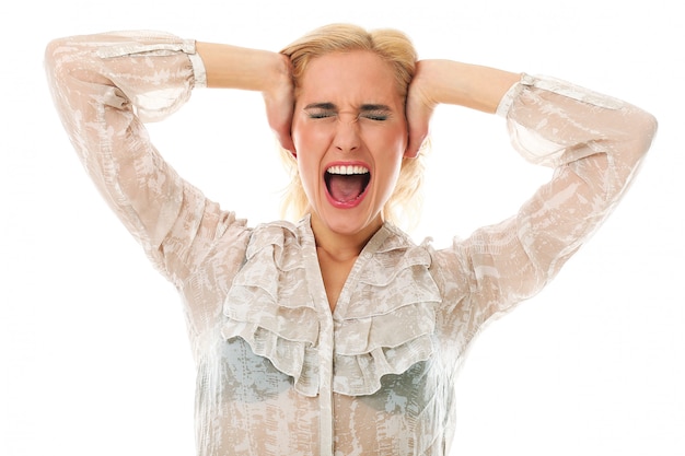 Free photo blonde woman screaming