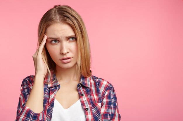 Blonde woman in striped shirt