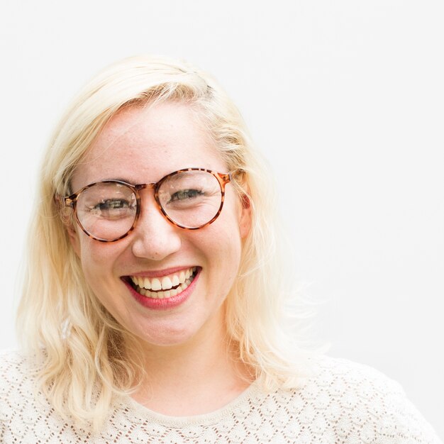 Blonde woman with a bright smile portrait