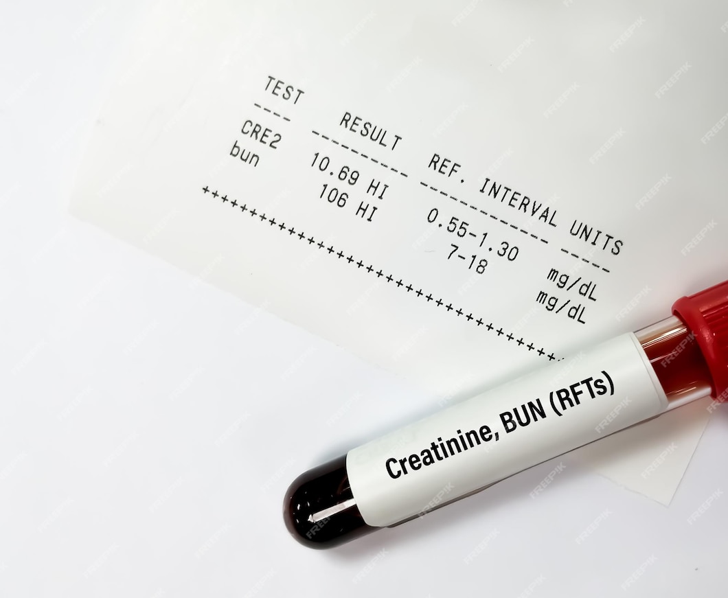 Premium Photo Blood sample tube isolated for creatinine and bun test