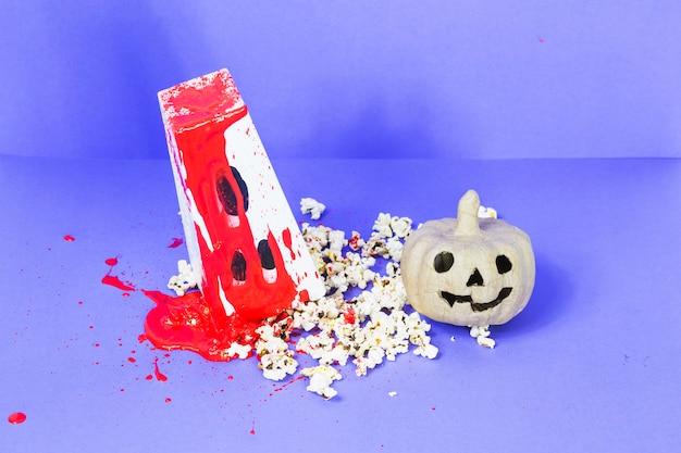 Bloody carton and jack-o-lantern