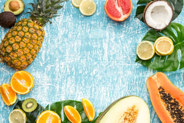 Blue background with food frame