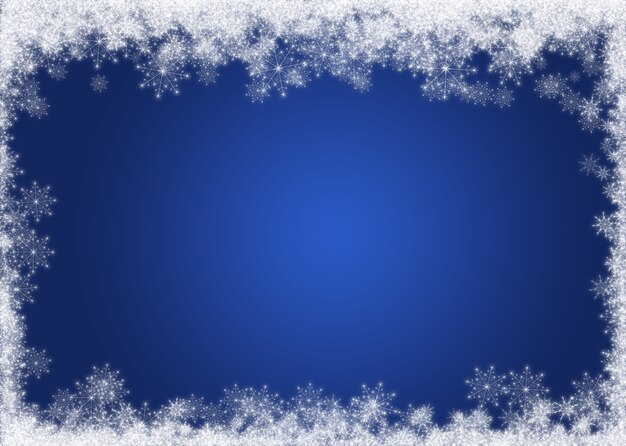 Blue background with snowflakes frame