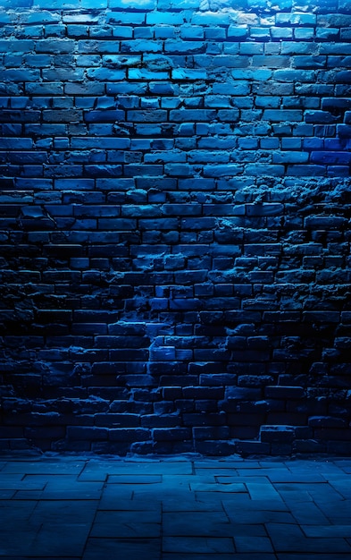 무료 사진 파란 벽돌 벽 표면 질감