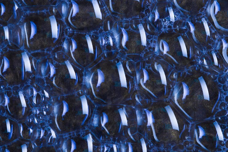 Free Photo blue bubbles with reflection