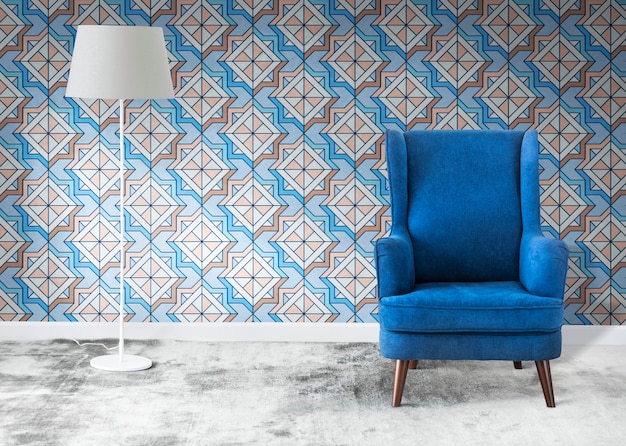 Blue chair in a room