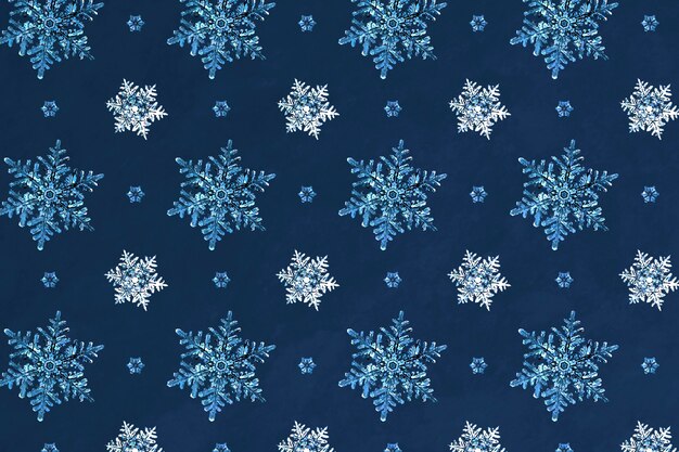 Blue Christmas snowflake seamless pattern background, remix of photography by Wilson Bentley