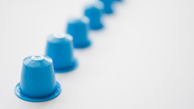 Blue coffee capsules