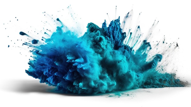 Синий голубой холи краска цветной порошок фестиваль взрыв Ai Generated Image