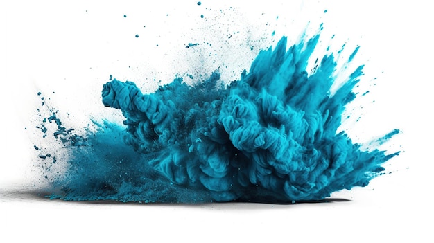 Blue cyan holi paint color powder festival explosion Ai Generated Image