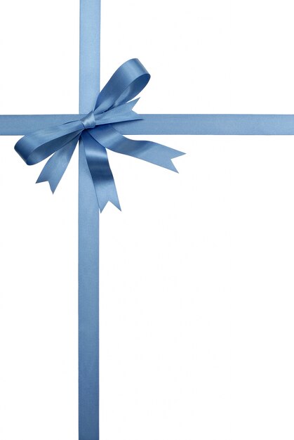 Blue decorative gift ribbon and bow