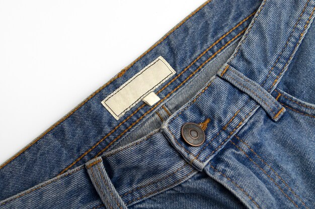 Blue denim label