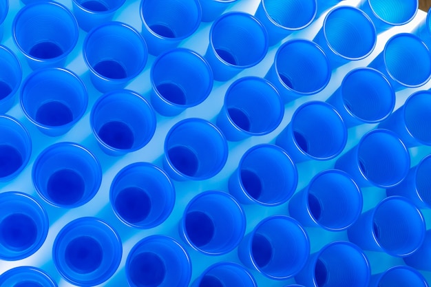 Blue disposable plastic glasses