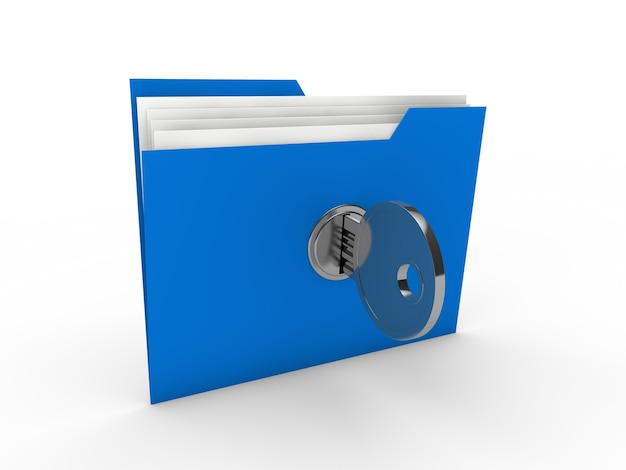 Foto gratuita schedario blu con una chiave