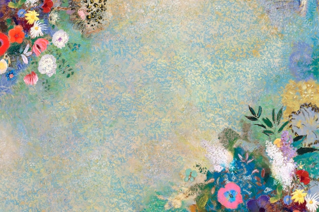 Blue floral wall textured background