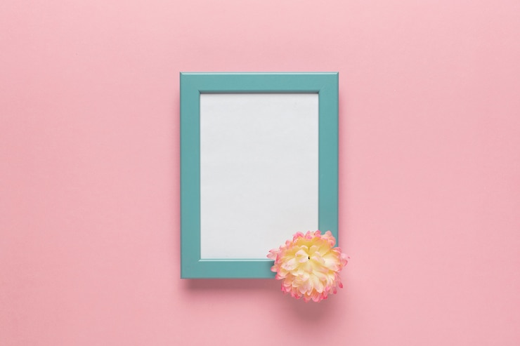 Free Photo blue frame with flower