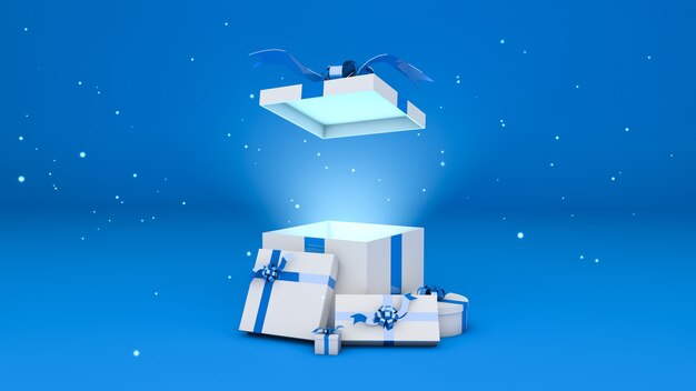 Blue gift box wallpaper 3d