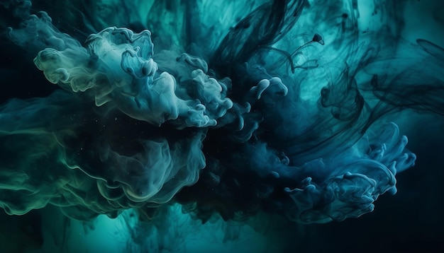 Blue ink wave flowing underwater smoothly generated by AI