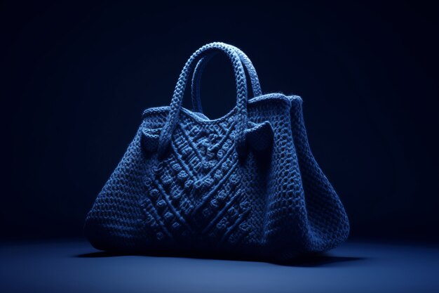 Blue knitted bag still life